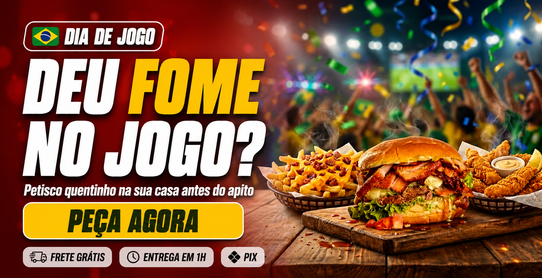 Deu fome no jogo? Petisco quentinho na sua casa antes do apito