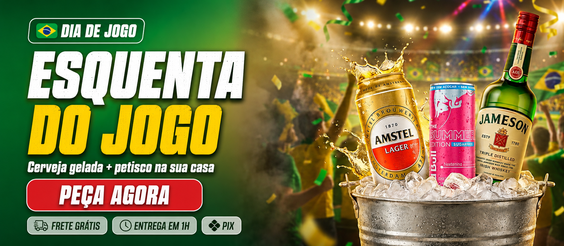 Esquenta do jogo — cerveja gelada e petisco na sua casa